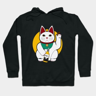 chinese cat on chill with beer and cigar Hoodie